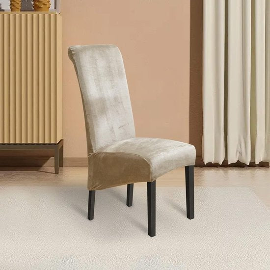Stoelhoezen XL, set van 4, stretch, kantelbare stoelen, XL, voor eetkamerstoelen, elastaan, universele stoelhoes, grote eetkamerstoel hoezen voor stoel, eetkamer, hotel, banket, grijs champagne