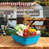 9-in-1 snijplank, multifunctioneel, opvouwbare snijplank, keuken met 5 groentesnijders en 2 messen, draagbare snijplank, kunststof, opvouwbare afvoermand voor kamperen, barbecueën, outdoor