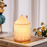 Theelicht kaarsenhouder kaarsenhouder, lichthuis theelichthuis klein huis keramische kaarsenhouder kaars hartstuk decoraties voor woonkamer slaapkamer bruiloft housewarming party (bos)