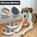 Hondenbak voor grote honden, 2 stuks hondenbak, roestvrij staal, met antislip siliconen voerbak voor grote, middelgrote en kleine honden, hondenbak voor hondenvoer en watervoerbak, voederbak voor hond
