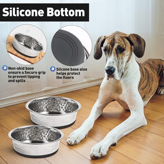 Hondenbak voor grote honden, 2 stuks hondenbak, roestvrij staal, met antislip siliconen voerbak voor grote, middelgrote en kleine honden, hondenbak voor hondenvoer en watervoerbak, voederbak voor hond