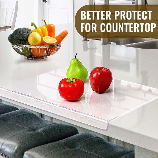 Acryl snijplank, doorzichtige snijplank voor toonbank, 43 x 33 cm, acryl snijplanken met aanslagrand, voor het aanrecht, cadeau, keukengerei, keukengadgets