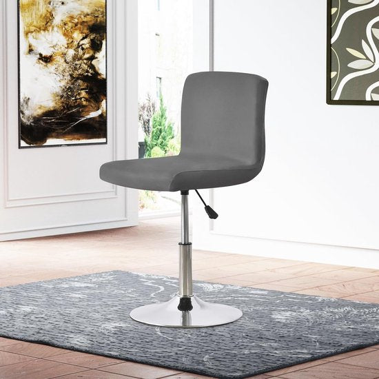 Barpoef Slipcovers met backresthoes, stretch stoelhoes, verwijderbare hoezen voor korte draaistoel, eetkamerstoel, barkruk met achterrest (geen stoelen) (donkergrijs, 4 stuks)