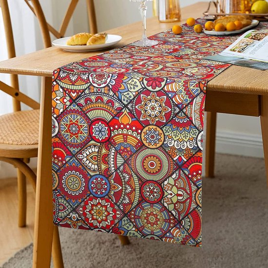 Boho Style Assorted Vintage Luxe Oranje Rood Home Eettafel Boho nerf Jacquard Tafelkleed Feestelijke Party Bruiloftsreceptie Restaurant Decoratie Linnen Tafelloper Kerstmis 33 x 183 cm