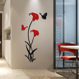 Muurtattoo Bloem 3D DIY-muursticker voor woonkamer muursticker voor slaapkamer wanddecoratie voor bankachtergrond TV-muurachtergrond (59 x 31 in, rood)