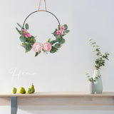 Kunstbloemenkrans voor bruiloft, metalen ring, zomerdeurkrans, kunstbloemenkrans, decoratie voor zomer- en lentedeuren, hekken, ramen, bruiloften en woondecoratie.