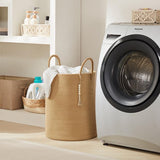 Gevlochten wasmand, speelgoedopberger, opbergmand met handvat, handgemaakt katoen (puur bruin, 38 cm (D) x 50 cm (H))