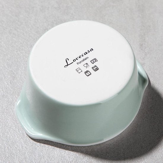 Bakvorm taartvorm, soufflévormen porselein, 6-delige mini ovenschaal ovenvormen voor crème brûlée dessertsoufflé, ronde vorm, inhoud 160 ml, optimale inhoud 140 ml