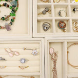 Fluwelen sieradenorganizer, 4 laden, sieradenorganizer voor oorbellen / armband / armband / ketting en ringen, opbergdoos voor sieraden, oorbellenhouder, stof, grijs