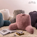 leeskussen met versnipperd traagschuim, rugsteunkussen met hoes van imitatiebont - ideaal wigkussen voor lezen, werken en spelen op bed, bank of bank (blauw, 45 x 38 cm)