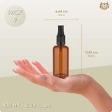Set 9 spuitflessen van glas, 100 ml. Bruin glas spuitflessen. Navulbare reisflessen. Verstuivers voor parfums en cosmetica.