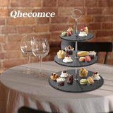 Taartstandaard leisteen etagère 3 etages - cupcake standaard 3 verdiepingen ronde serveertoren dessert standaard voor bruiloft, verjaardagsfeest, woondecoratie