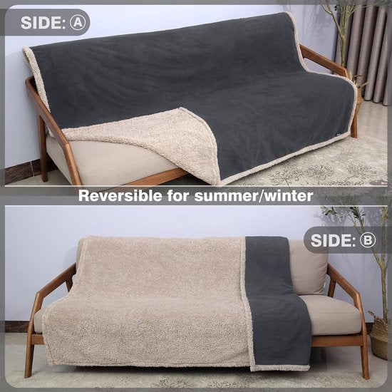 waterdichte deken, sprei bedbank gooi knuffeldeken beschermhoes bankbeschermer waterafstotende deken gooi fleece sherpa deken voor slaapbank 203 x 152 cm