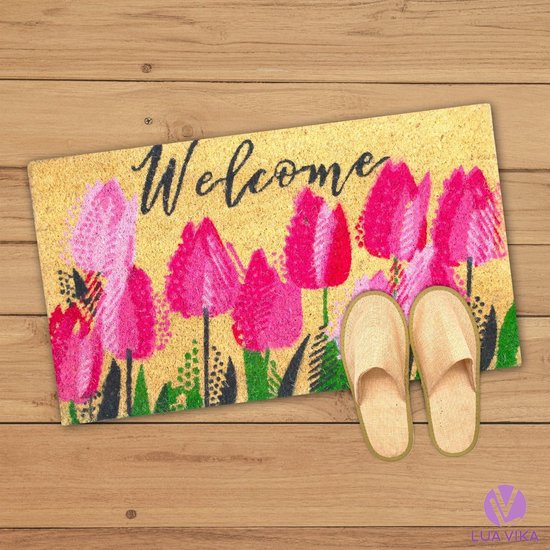 kokosnoot deurmat, buiten- en binnendeurmat, voordeurmat, buiten- en binnendeurmat, buitendeurmat, vuilvangmat voor binnen, kokosmat deurmat 40x70x1,5 cm