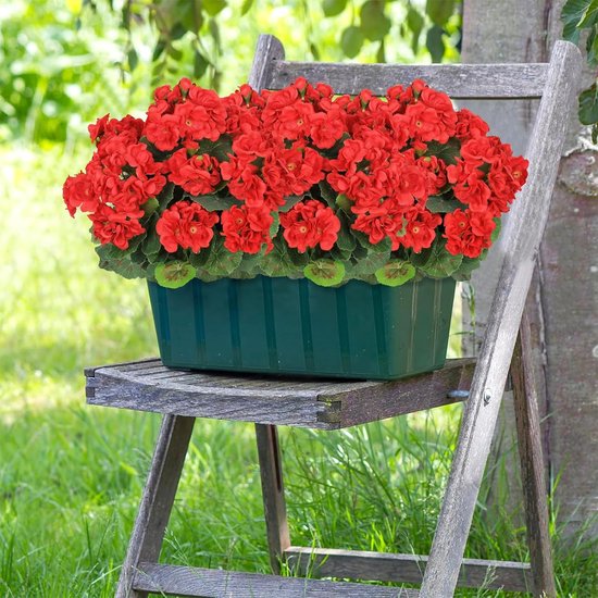 2 bundels kunstbloemen, bloemen geranium decoratieve weerbestendige kunstplanten namaak plastic UV-bestendige bloemen voor bruiloft thuis patio feest tuin tafel decor (rood)