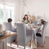 Stoelhoezen, 4 stuks, elegante stoelhoezen, stretch, elastische spandex, XL, universele stretchhoes, afneembaar, wasbaar, voor hotel, grote eetkamerstoelen, 4 stuks, grijs, XL