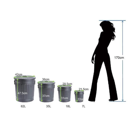 Vuilnisbak met handvatten Mat zwart Ø 21,5 cm, hoogte 21,5 cm