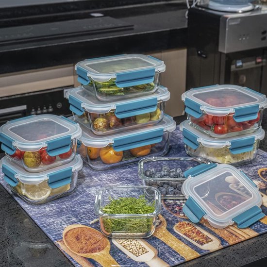 vershouddozen, set meal prep dozen voor levensmiddelen, 18 delen (9 containers, 9 transparante deksels) vaatwassers, magnetron- en vriezervriendelijk, lekvrij,