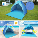 Beach Shelter Pop-up strandtent met UV-bescherming Voorruit en ritssluiting Draagbare strandtent voor 2-3 personen Familie Baby Kinderen Strandtent voor buiten Camping Tuin