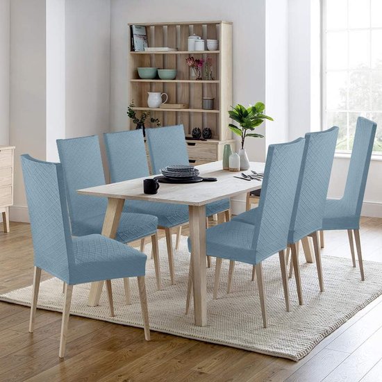 Stoelhoezen, set van 4 stuks, universele stretch stoelhoezen, moderne jacquard hoezen, afneembare stoelovertrek, voor eetkamerbekleding, bi-elastische spanhoes, voor banketdecoratie en bruiloftsfeesten (blauw, set van 4)