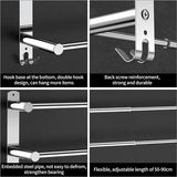 Handdoekenrek Uitschuifbaar 43-78CM Geen boren Roestvrij staal Dubbele handdoekrail Badkamer Wandmontage Badhanddoekrek Wandmontage (Zilver 3-Bar)