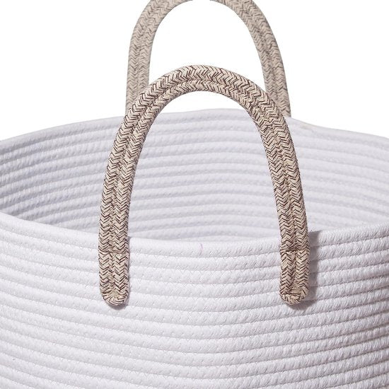 Wasmand met handvat, 58 liter, speelgoedopslag, opbergdoos gevlochten, grote wasmand voor de kinderkamer (bruin, D 38 x H 50 cm)