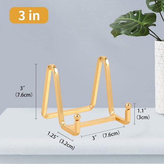 Standplaatstandaard Metaal - Set van 2 Bordstandaarden - Decoratieve Bordhouder - 3 Inch Ijzeren Ezel voor Borden | Foto's | Boeken | Afbeeldingen | Beelden - Goud