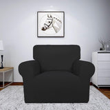 Bankhoes elastische stretch spandex stretch bankovertrek voor bank met armleuning anti-slip schuim 1-zits zwart Vertaling: Elastische stretch spandex bankhoes met armleuning, anti-slip schuim, voor een bank van 1-zits, zwart.