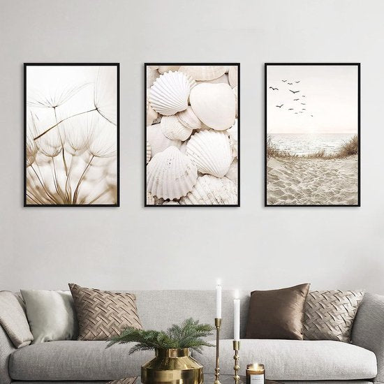 Premium 3-delige posterset, paardenbloem, fotoset, zonder lijst, moderne wanddecoratie, wandafbeeldingen voor woonkamer, slaapkamer (50 x 70 cm)