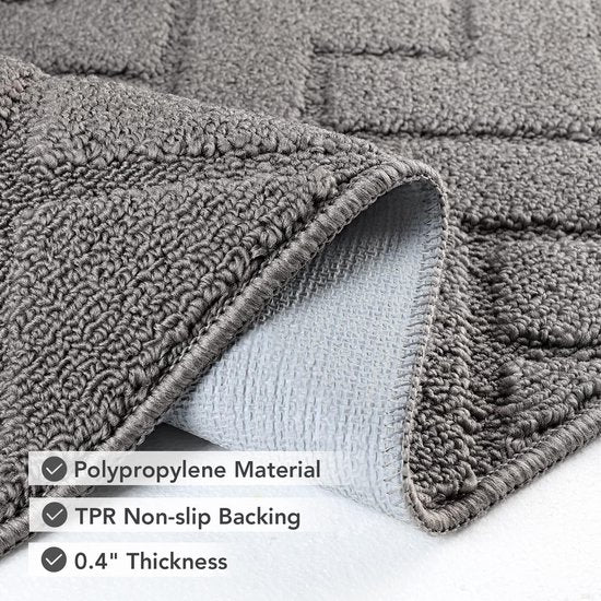 Deurmat voor binnen en buiten, wasbaar, binnentapijt, vuilvangmat, antislip, deurmat voor ingang, patio, hal, tuin, binnen en buiten (grijs, 119 x 180 cm)