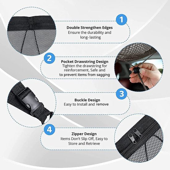 HWTONG Dubbellaags bagagenet, autodeken, dak, bagagenet voor de meeste voertuigtypen
