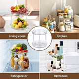 Lazy Susan Koelkastorganizer, draaibare kruidenhouder, draaitafel, kast, organizer, keuken, draaibaar kruidenrek, doorzichtig, kruidenorganizer, keukenrek, twee verdiepingen, 23 cm