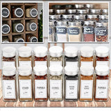 Set van 25 kruidenpotjes, 120 ml, met 150 etiketten, keukenglas, kruidenpotjes, transparant, vierkant, met schroefdop, trechter, borstel, iquettes en krijtstift, kruidenopslag, glazen set