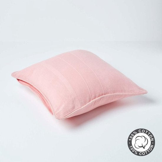 Rajput kussenhoes, roze decoratieve kussenhoes 60 x 60 cm voor sierkussens en bankkussens van 100% katoen met ritssluiting, lichtroze