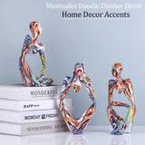 Standbeeld van de Juiste Denker Kleurrijke Meditatie Denker Figuur Ornamenten Boekenplank Salontafel Decoratie Thuis Kantoor Bureau Tafelblad Woonkamer Decoratie Figuur