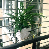 4-pack ronde hangende plantenbakken met reling bloempothouder metalen pot plantenmand plank container voor binnen buiten (zwart)