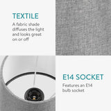 Navaris 2x lampenkap voor tafellamp - E14 fitting - 15,2 cm hoog - Set van 2 ronde lampenkappen - Grijs/zilverkleurig