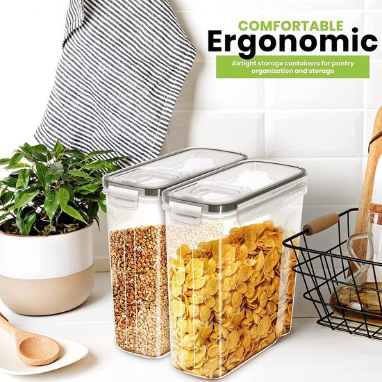 oorraaddozen (set 6), BPA-vrije kunststof, luchtdichte opbergdoos, opbergdoos, levensmiddelen, voorraadpotten voor het bewaren van pasta, muesli, meel, rijst en voor voer huisdieren