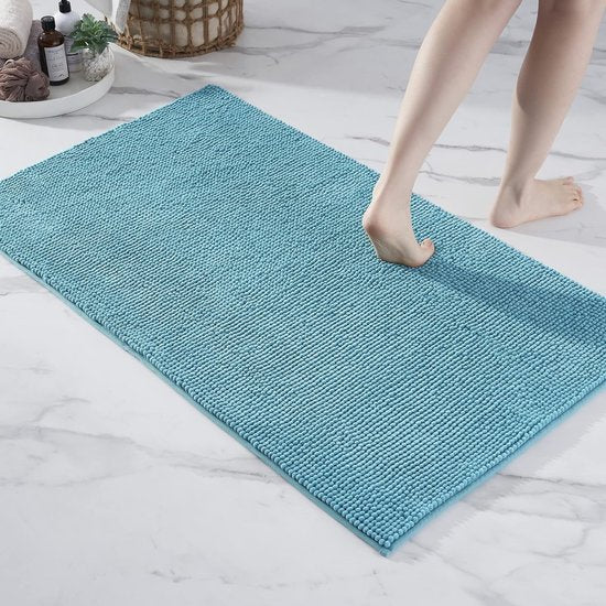 Badmat antislip, combineerbaar als badmatset, badkamertapijt, badmat, wasbaar van chenille, douchemat voor douche, badkuipen, wc-decoratie, petrol turquoise, 70 x 120 cm