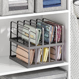 Clutch Organizer – praktische handtassen opbergen met 5 vakken voor clutches, portefeuilles, kaartenetuis enz. – portemonnee houder van kunststof – set van 2 – grafiet
