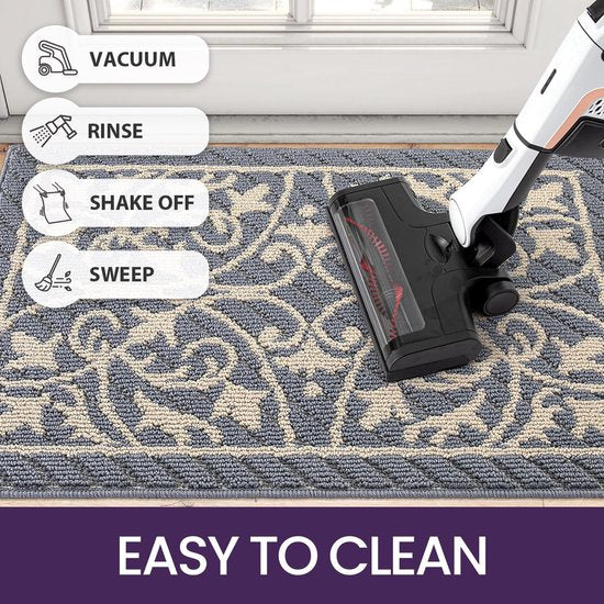 Indoor Doormat, 80 x 120 cm, Dirt Trapper Mat, Non-Slip, Washable Entrance Rug, Door Mat, Foot Mats Front Door for Entrance, Hallway, Garden, Indoor, Pet (Grey)