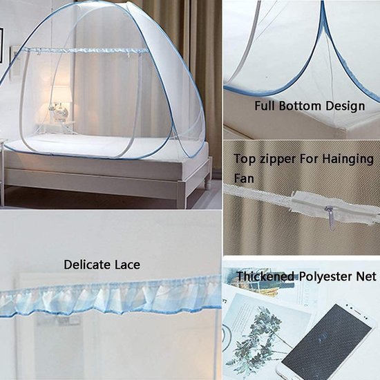 Pop-Up klamboe bed baldakijn enkele deur opvouwbare insectenwerende tent anti-muggennet voor bedden slaapkamer vrije installatie