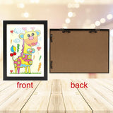 Kinderfotolijst A4, wandmontage, max. 150 vel, kinderkunstwerk, tekening, opbergruimte, zwart