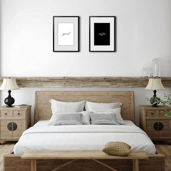 Set beeldingen voor slaapkamer, 4 stuks, prachtige decoratieve beeldingen in wit en wit, perfect geschikt voor DIN A4 foto's