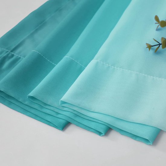Gordijnen met plooiband transparante gordijnen voor woonkamer set van 2, 260x140cm blauw groen