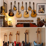 Gitaarhouder voor aan de muur, gitaar muurbevestiging hout, muurbevestiging gitaar, gitaar muurbevestiging voor klassieke gitaar, elektrische gitaar, basgitaar (2 stuks)