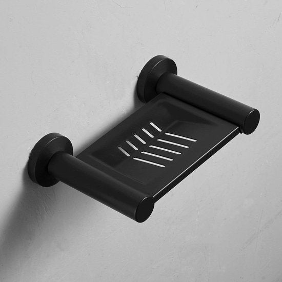 Zeepbakje Wandgemonteerde roestvrijstalen muur Badkamer Keuken Zwart Zeepbakje RVS Badkamer Muurhouder Mand Plank 12,4 cm