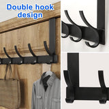 Deurhaken om op te hangen, 10 haken, deurhaken, kledinghaken, deur, zonder boren, deurhaken om op te hangen, zwart, geschikt voor deuren van minder dan 4,5 cm dik