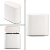 Plastic afvalbak van 2,2 gallon/10 liter met drukdeksel, ovale smalle prullenmand, prullenbak, badkamer, prullenbak voor woonkamer, slaapkamer, keuken, kantoor, gemakkelijk schoon te maken, wit.