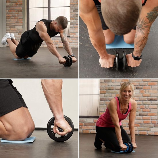 Roller Classic, buiktrainer voor het versterken van de kernspieren, fitnessapparaat voor thuis, buikspiertrainer inclusief kniebeschermer, 28 x 16 cm (L x Ø)